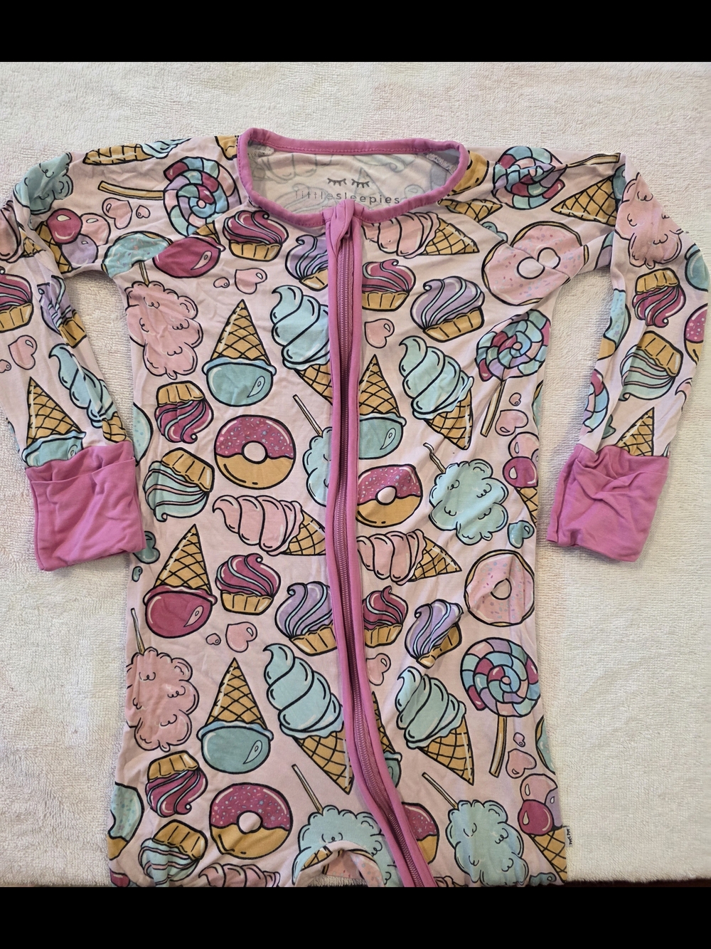 Little Sleepies Pink Sweet Treats Zippy 12-18mo